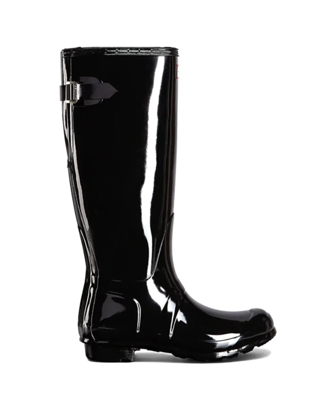 Hunter Tall Glossy Rain Boots Adjustable Back with Fleece Boot Liner
